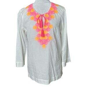 LILLY PULITZER Amelia Island Tunic Top Blouse Pink Orange Shell. Size Small